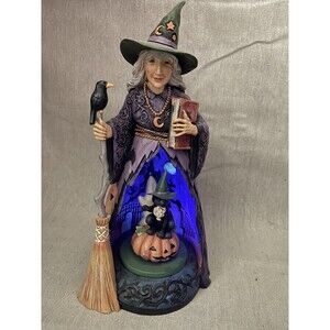 Jim Shore Midnight Mischief Halloween Witch Light Up Rotating Animated 2020